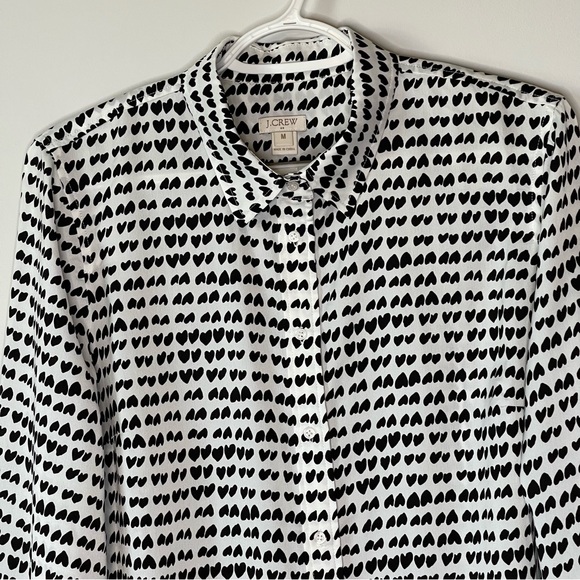 J Crew Heart Print Long Sleeve Blouse Size Medium - Picture 6 of 10